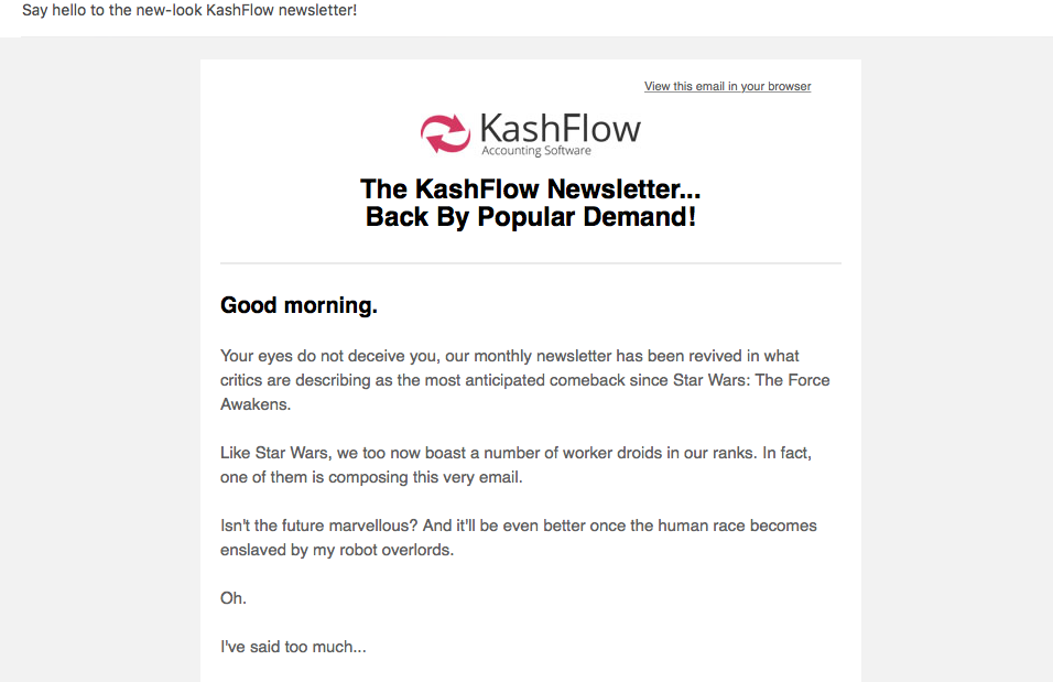 How not to write a customer newsletter