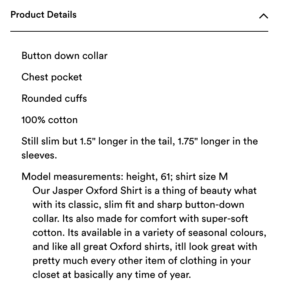 Poor example of product description